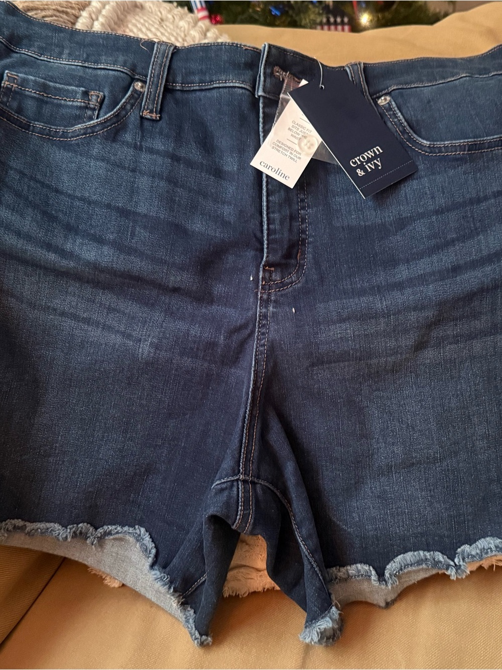 crown & ivy Dark Blue Denim Jean Shorts